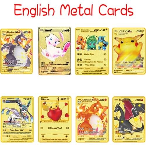 Pokemons Metal Card V VMAX Shining Cards PIKACHU Charizard Game Collection Combination Battle Children Toy For Gifts Kid