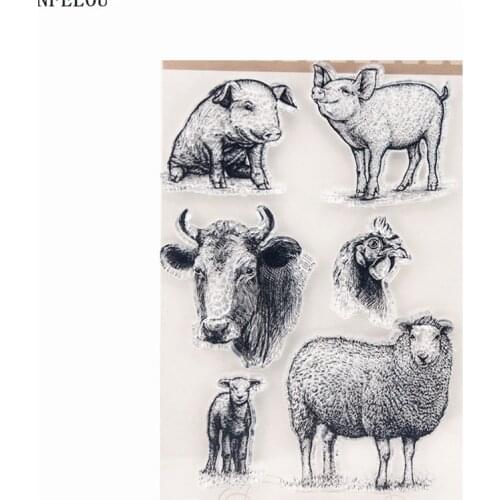 PANFELOU Sheep and pigs Transparent Silicone Rubber Clear Stamps cartoon for Scrapbooking/DIY Easter wedding album