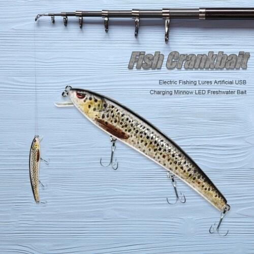 Minnow Fishing Lure LED Light USB Rechargeable Bait Bionic Twitching Electric Artificial Freshwater Fishing Bait Accessories