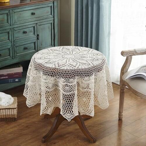 Hot Luxury Round table cover Pastoral Crocheted table cloth Dining tablecloths Home Decorative christmas tablecloth cover table