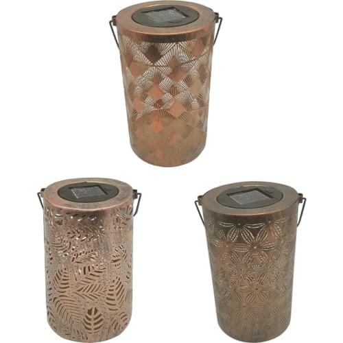 Lawn Lamp Solar Light Leaves Pattern Hollow Projection Vintage Solar Powered Standing Greensward Lamp for Decoration