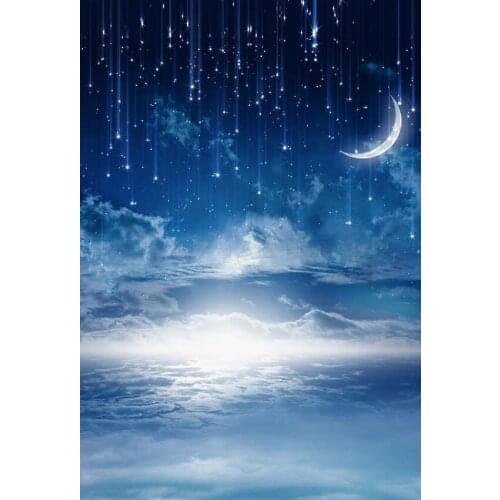 Dark Blue Sky Moon Glitter Star Night Photo Backdrop Photography Background Photocall Photo Studio