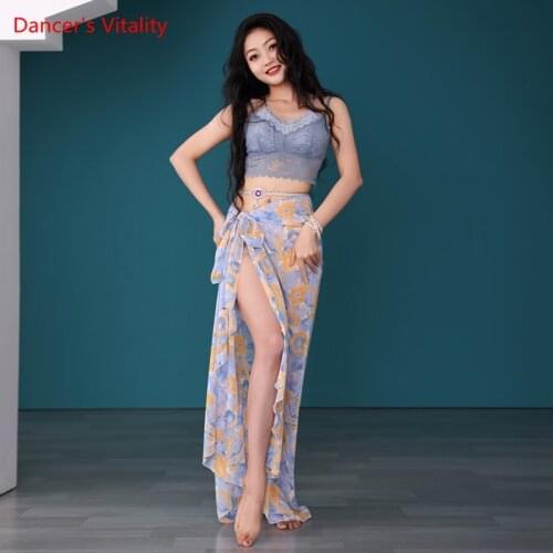 Belly Dance Top Or Skirt Lace Sling Shirt Chiffon Printing Hip Scarf Practice Clothes Female Adult Elegant Performance Clothing