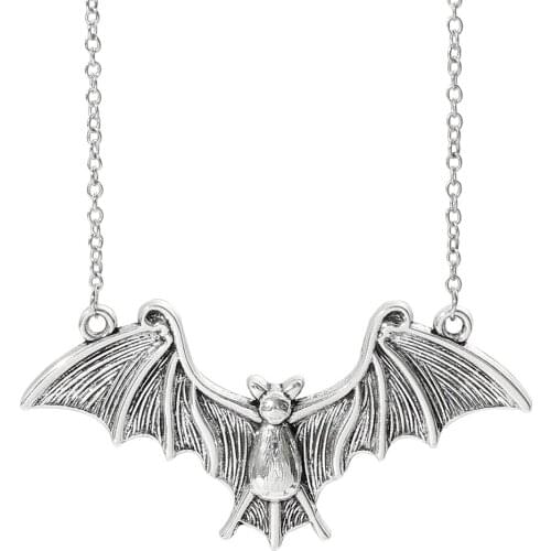 Vintage Gothic Bat Pendant Necklace Women Jewelry On The Neck Halloween Exaggerated Decoration Hip-Hop Accessories Gift For Girl