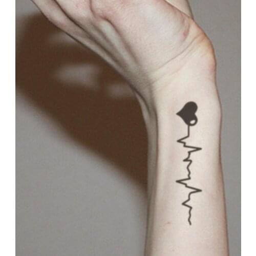 Temporary Tattoo Stickers Sexy Cardiogram English Alphabet Fake Tatto Waterproof Tatoo Arm Wrist Finger Small Size for Women Men