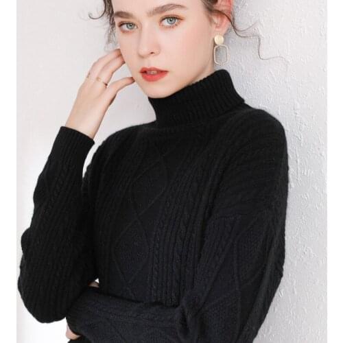 Black wool cashmere sweaters women knitted turtleneck pull femme hiver oversized fashion autumn winter warm uppper undertakes