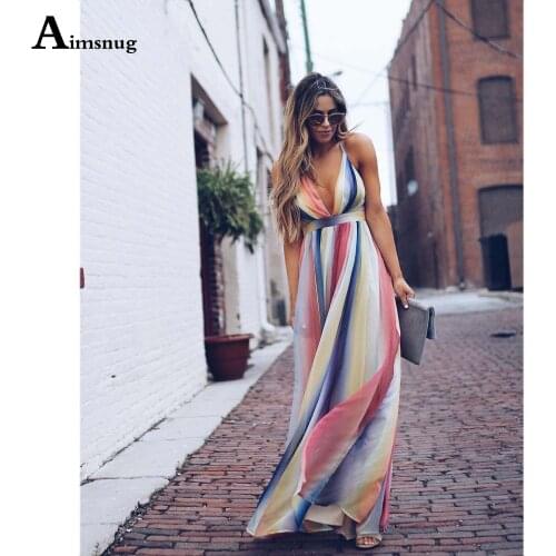 2021 Summer Long Maxi Dress Women Sexy V-neck Striped Sundress Casual Beach Chiffon Dresses Vestido Sleeveless Femme Clothes