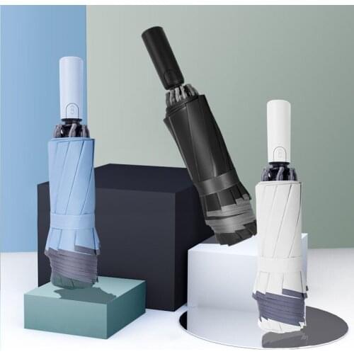 Windproof Reverse Folding Automatic Rain Umbrella for Men Women 10 Ribs Reflective Stripe Portable Female Umbrella Male Paraguas