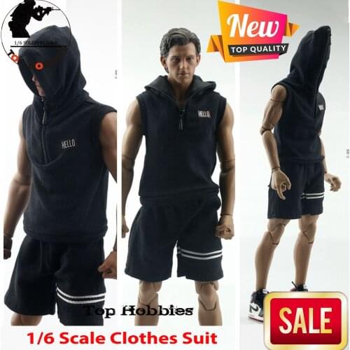 1/6 Scale Male Clothing Sleeveless Vest Sweater Hooded Shorts Sportswear Coat Clothes Suit For 12" Action Figure Body Doll Toy
