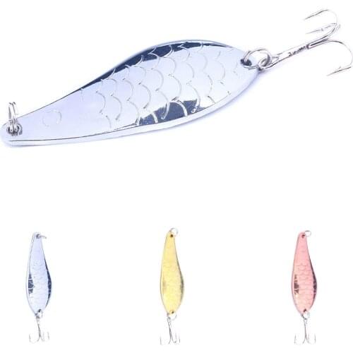 1pcs Metal Spinner Spoon Fishing Lure Hard Baits Silver /Gold Sequins Noise Paillette 4# Treble Hook Tackle 7cm 20g