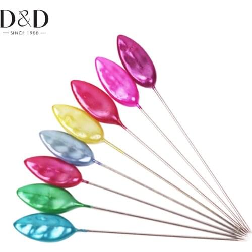 24 Pcs/lot 2.4inch Colorful Stainless Steel Straight Head Pins Dressmaking Sewing Pin Leaves Corsage Accessories Crafts Tools