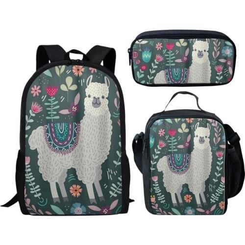 3pcs/Set Llama School Bag Set For Kids Boys Girls School Backpacks Shoulder Bagpack Children Bookbag Satchel Mochilas Infantiles