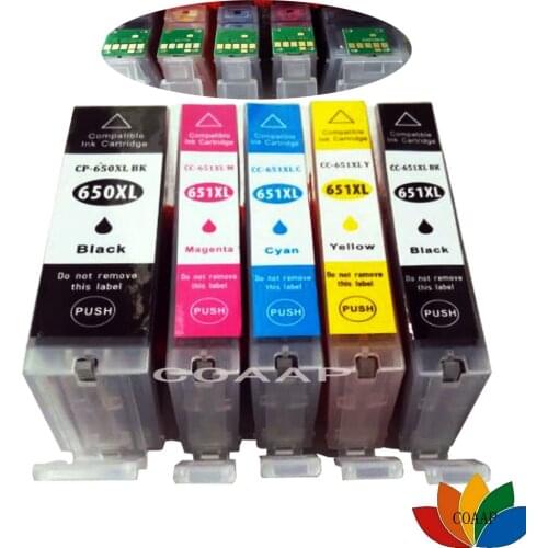 5pcs Compatible Canon 650 651 Ink PGI 650XL CLI 651XL MG6360 MG7160 MG7560 MX726 MX926 Cartridge
