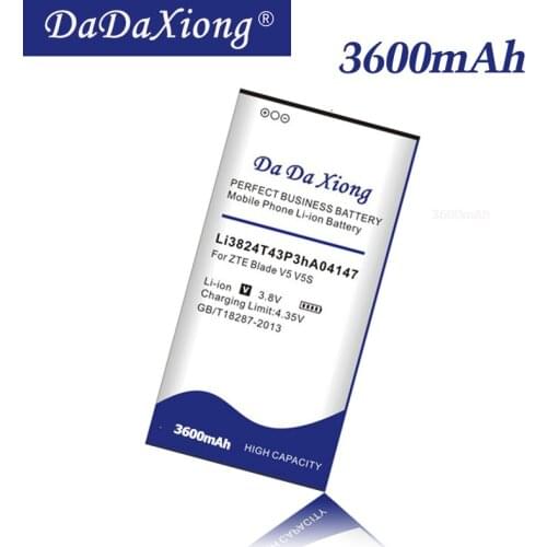 Da Da Xiong 3600mAh Li3824T43P3hA04147 Battery for ZTE Red Bull V5 V5S for ZTE n9180 U9180 V9180 N918ST cell phone battery