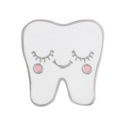White cute cartoon tooth enamel brooch dental care simple fashion ladies childrens clothing backpack hat jewelry jewelry