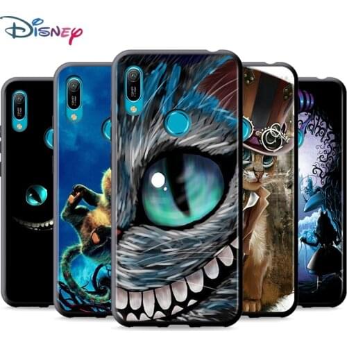 Black Soft Alice in Wonderland Cat For Huawei P Smart 2021 2020 Z S Mate 40 RS 30 20 20X 10 Pro Plus Lite 2019 Phone Case
