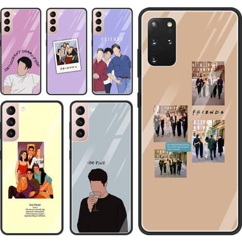 Phone Case For Samsung S21 S20 FE Ultra S10 Lite S10e S9 S8 Plus Glass Fundas Black Cover Capa Guscio Cartoon Friends TV