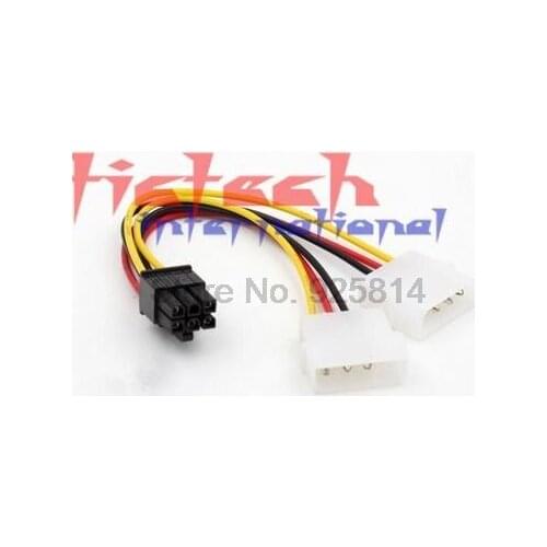 By dhl or ems 200pcs 2 x Molex To PCI-E Power Adapter 4Pin 4 Pin 6 Pin 6Pin Graphics Video Card Converter Cable line
