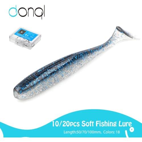 DONQL 20pcs/Lot Soft Fishing Lures Silicone Bait 50mm 76mm 100mm Wobblers Jig Swimbait Carp Fishing Lures With Wide Crank Hooks