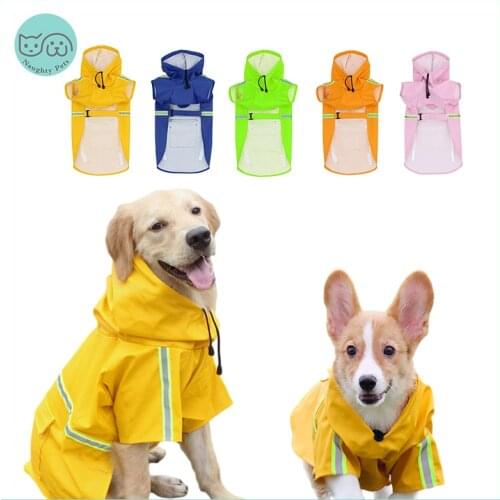 Pet Dog Raincoat Waterproof Reflective Rain Coat Clothes For Small Medium Large Dogs Labrador French Bulldog Corgi Puppy