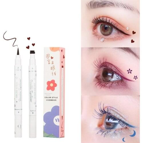 Double Ended Eyeliner Pen Stamp Waterproof Women Makeup Eye Liner Pencil Cosmetics MA