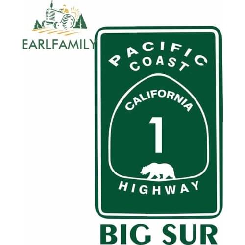EARLFAMILY 13cm x 7.9cm for Pacific Coast Big Sur Green Slogan Motorcycle Car Sticker Waterproof Decal Refrigerator Car Styling
