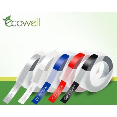 Ecowell 9mm Multicolor 3D Embossing Label Tape compatible for Dymo 1610 12965 Manual Label printer for Motex E101 Label Makers