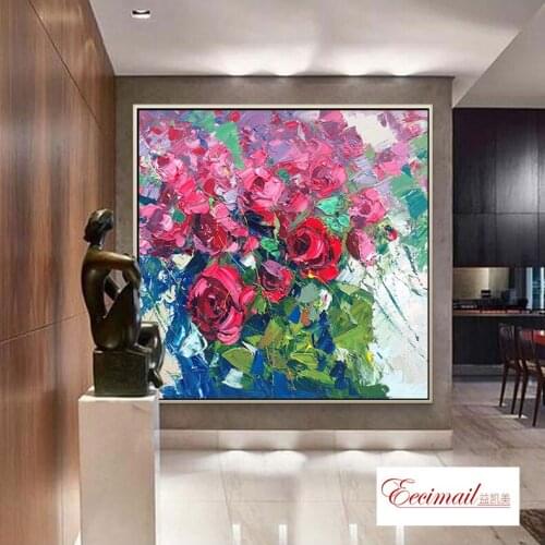 EECAMAIL DIY Diamond Painting Handicraft No Frame Full Diamond Embroidery Rose Flower Simple Modern Bedroom Living Room Diamond