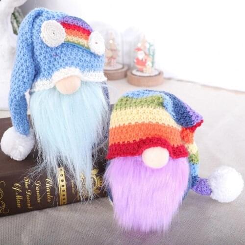 Action Figure with Colorful Hat Christmas Decoration Soft Faceless Gnome Doll for Desktop Decor