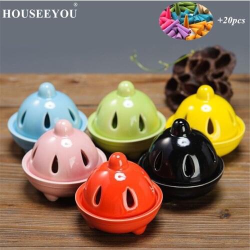 HOUSEEYOU Thailand Exquisite Cones Incense Burner Holder Stand Base Aromatherapy Censer Home Office Zen Room Use Decorative