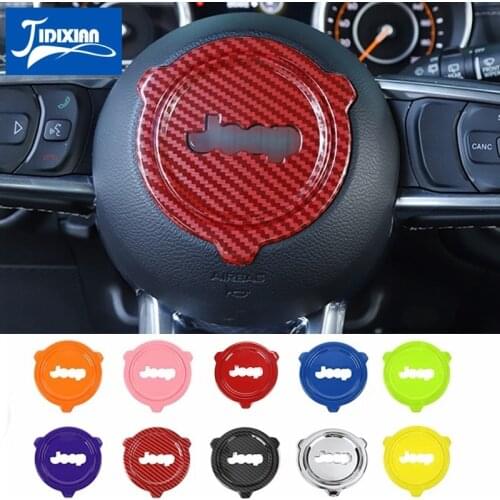 MOPAI Car Steering Wheel Decoration Cover Sticker Accessories for Jeep Wrangler JL 2018+ for Jeep Gladiator JT 2018