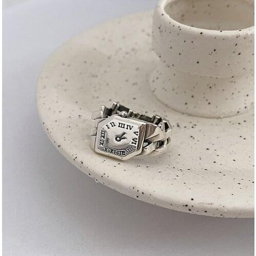 Trendy Creative Simple Design Silver Color Watch Rings Adjustable Open Womens Ring Korean Style Party Jewelry Accessories