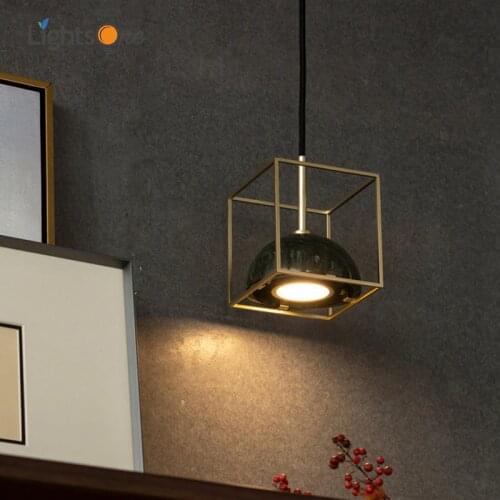 Creative bedroom corridor modern pendant lamp personality all copper marble pendant lights