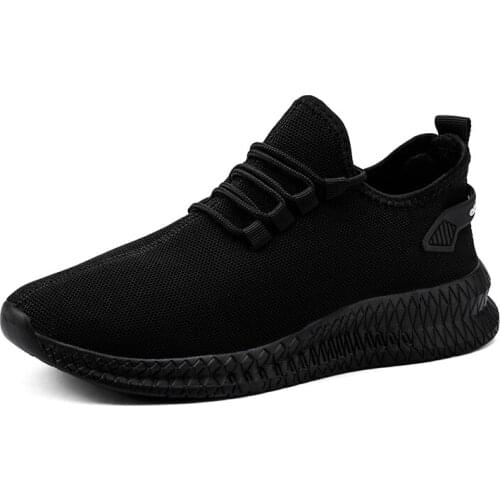Big Size 7-11.5 Sneakers for Men Spring Summer Male Casual Shoes Lace Up Flats Footwear Breathable Mesh Jogging Tennis Black Gym