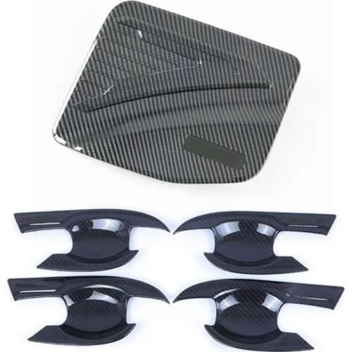 Car Fuel Tank Cap Cover Trim Oil Fuel Cap with 4PCS Side Door Handle Bowl Cover Trim for Nissan Navara NP300 2015-2020