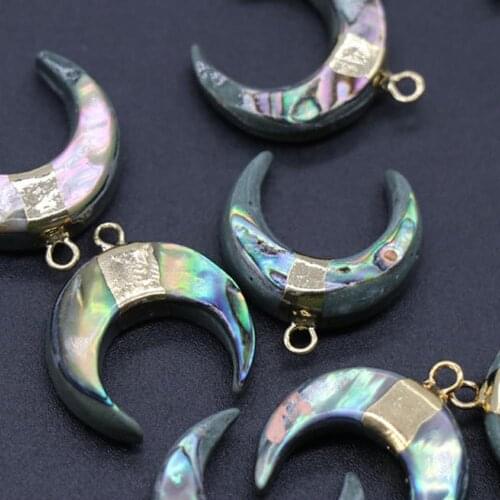 Hot Sale Delicate Natural Stone Fluorite Necklace pendant Curved crescent moon necklace Gold women Necklace ladies Jewelry