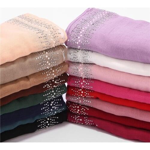 Malaysia Headscarf Glitter Rhinestone Porcelain Hijabs Wraps Elegant Muslim Scarves Islamic Women TR Cotton Long Shawl And Wraps