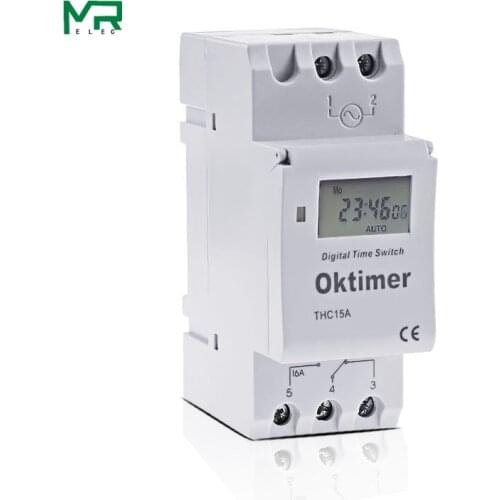 THC15A Microcomputer Electronic Programmable Digital TIMER SWITCH Relay Control 12V 24v 110V 220V 16A Din Rail Mount