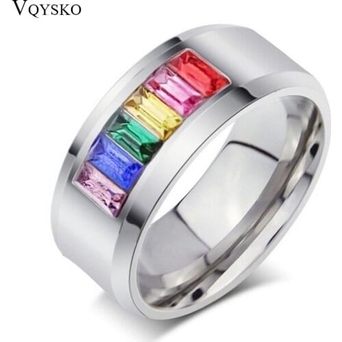 Fashion Multicolor Crystal Ring for women and men stainless steel jewerly promotion wholesale