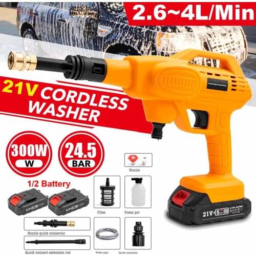 21V Wireless High Pressure Car Washer Rechargeable Lithium Battery Auto Spray Water Car Cleaning Gun Handheld Cleaner