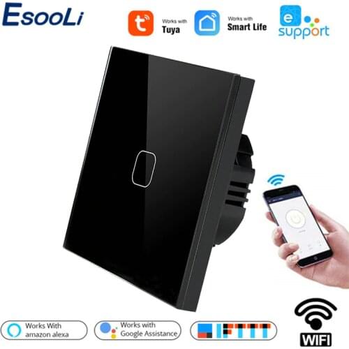 Esooli Tuya/Smart Life/ewelink 1 Gang 1 Way WiFi Wall Light Touch Switch for Google Home Amazon Alexa Voice Control