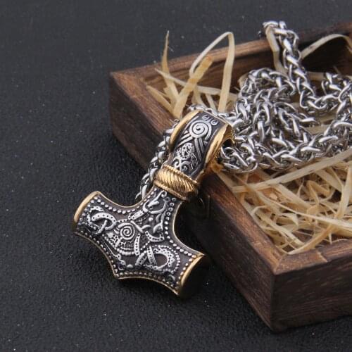 Never Fade thors hammer mjolnir pendant necklace viking scandinavian norse viking necklace Men Stainless Steel gift