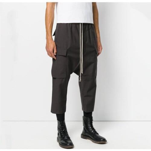 Customized plus size new fashion mens loose Capris repair with cool casual pants Harun low crotch pants in spring and summer