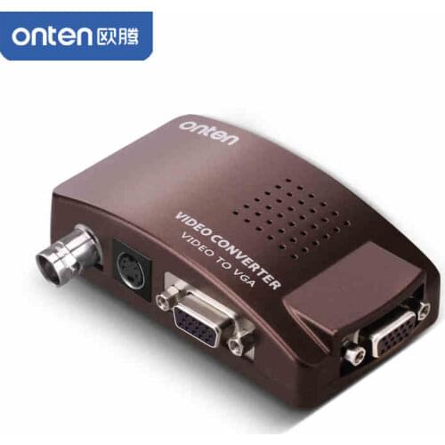 ONTEN BNC to VGA Video Converter Composite S-video Input to VGA Out Adapter Switch Box For CCTV Camera DVD DVR PC TO TV
