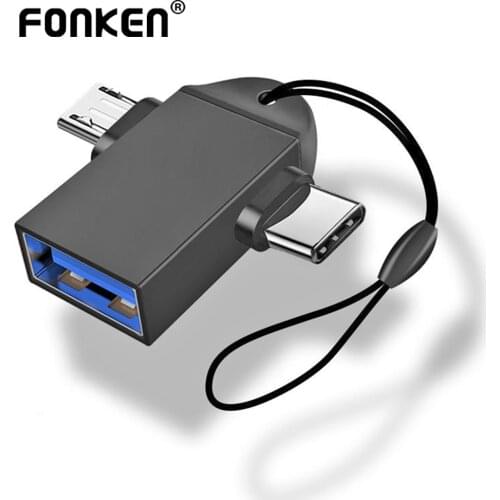FONKEN OTG Adapter USB Type C Micro USB 2in1 Android Mobile Phone Convertor U Disk Tablet OTG Connector USB3.0 OTG For Xiaomi