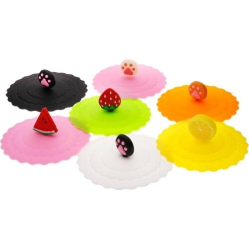 Anti-dust Fruit Cute Cat Paw Cup Cover Coffee Mug Lid Suction Leakproof Cup Accessary