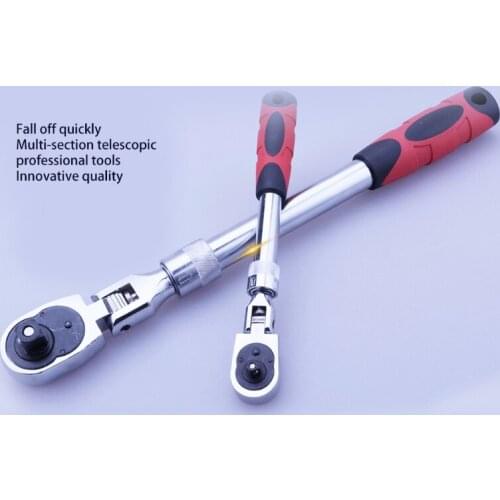 72-Tooth Carbon Steel Retractable Ratchet Wrench 1/4 1/2 3/8 Automatic Quick Release Spanner Multifunctional Hand Tool