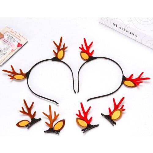 Christmas Hair Accessories Net Red Headband Sweet Antlers Bells Hair Balls Ears Christmas Hairpins Cute Girl Heart Headbands
