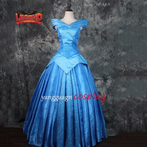 Aurora Blue dress ball gown Cosplay Costume Womens adult dress party custom made