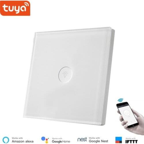 WiFi smart light switch Tuya App touch control EU 1 2 3 gang Glass panel wall switch home electronics google home compatible